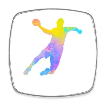 Handball Joueur de Hand Coloré Papa Handballeur  - Magnet carré - blanc - Devant