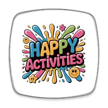 Happy Activities Splash Burst - Square fridge magnet - white - Front