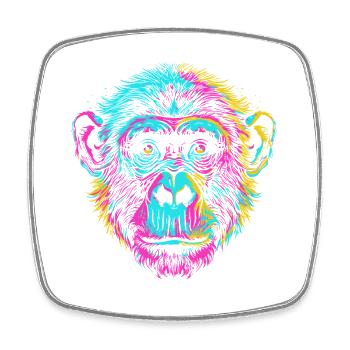 Colorful chimpanzee in neon art style - Square fridge magnet - white - Front