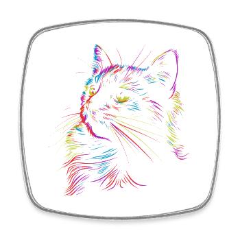 Bunte Katzenkunst im Skizzenstil - Viereckiger Kühlschrankmagnet - Weiß - Vorne