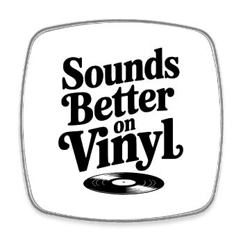 Klingt besser auf Vinyl - Viereckiger Kühlschrankmagnet - Weiß - Vorne