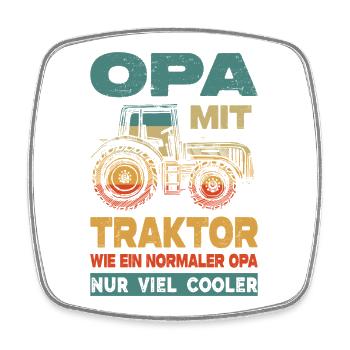 Grand-père avec un tracteur comme un grand-père normal, c’est juste très cool - Magnet carré - blanc - Devant