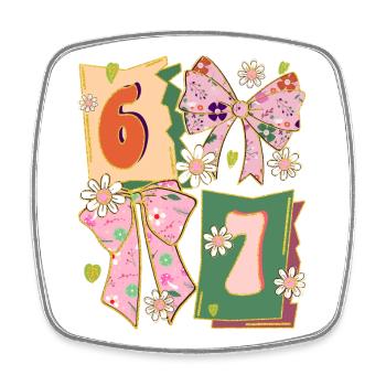 Retro 67 Pink Coquette Bow Style - Square fridge magnet - white - Front