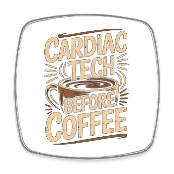 Cardiac Tech Before Coffee Echo Tech Coffee Lover - Viereckiger Kühlschrankmagnet - Weiß - Vorne