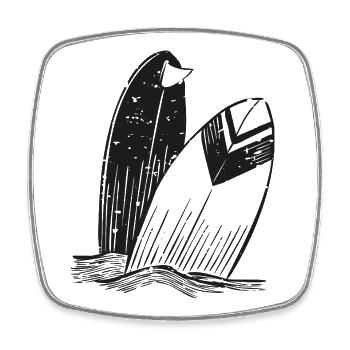 Retro Waves - Vintage Surfboard Design - Square fridge magnet - white - Front