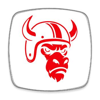 Biker Bull – Racing Spirit & Steel Head - Viereckiger Kühlschrankmagnet - Weiß - Vorne