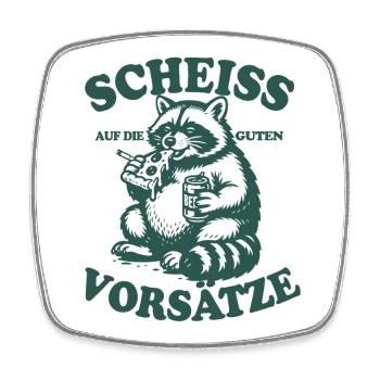 Waschbär | Scheiß auf gute Vorsätze 2026 - Viereckiger Kühlschrankmagnet - Weiß - Vorne