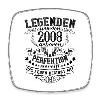 18 Geburtstag Legenden 2008 Vintage Retro Design - Viereckiger Kühlschrankmagnet - Weiß - Vorne