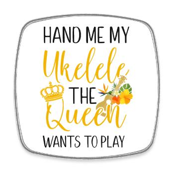 Ukulélé hawaïen ukélé Queen Hand Me - Magnet carré - blanc - Devant