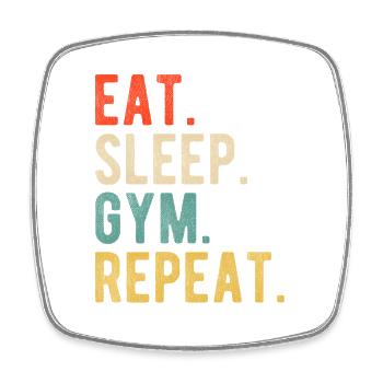 Citation de Eat Sleep Gym Repeat Retro Fitness - Magnet carré - blanc - Devant