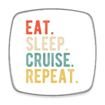 Croisière Eat Sleep Répéter Croisière Rétro de Notié - Magnet carré - blanc - Devant