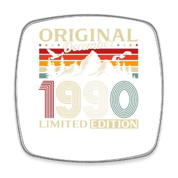 35th Birthday Original December Born 1990 - Square fridge magnet - white - Front