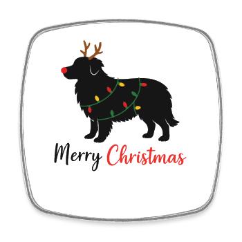 Berger australien Animaux d’hiver de Noël Chiens - Magnet carré - blanc - Devant
