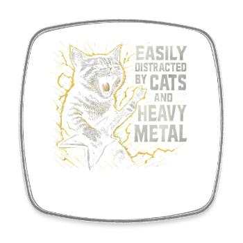 Katze Musik Heavy Metal Katzen Geschenkidee Lustig - Viereckiger Kühlschrankmagnet - Weiß - Vorne