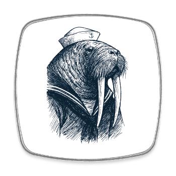 Walrus Captain - Square fridge magnet - white - Front