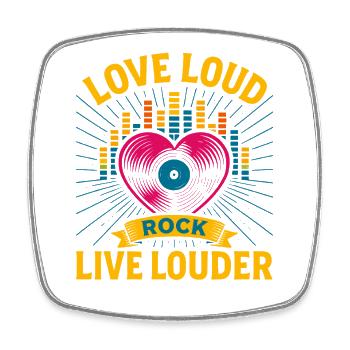 Vinyle Rock Heart, Festival de Chemises Love Loud - Magnet carré - blanc - Devant