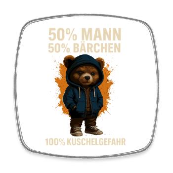 mann bärchen hoodie, 100 prozent kuschel - Viereckiger Kühlschrankmagnet - Weiß - Vorne