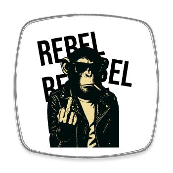 Rebellischer Affe in Leder - Viereckiger Kühlschrankmagnet - Weiß - Vorne