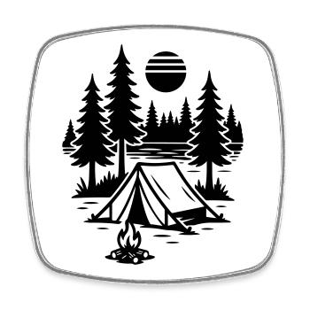 Camping nature sous tente Camping au feu de camp - Magnet carré - blanc - Devant
