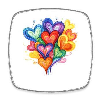Rainbow Hearts Kaleidoscope - Square fridge magnet - white - Front
