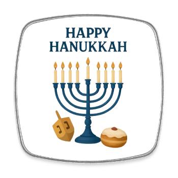 Happy Hanukkah Menorah Festive Light - Square fridge magnet - white - Front