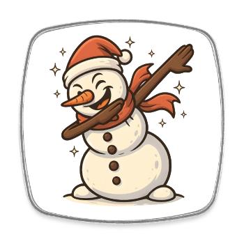Cool Snow Man Dab - Magnet carré - blanc - Devant
