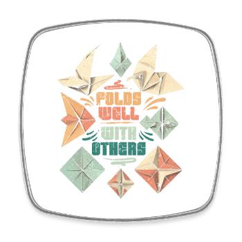 Origami Fold Well With Others - Viereckiger Kühlschrankmagnet - Weiß - Vorne