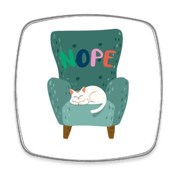 Niedliche schlafende Katze mit "NOPE" Lazy Mood  - Viereckiger Kühlschrankmagnet - Weiß - Vorne