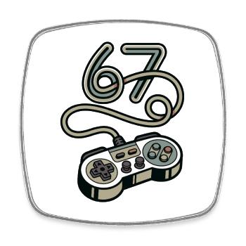 Retro Neon Controller Art 67 - Square fridge magnet - white - Front