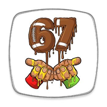 67 Meme Football Tropfende Zahlen Desing  - Viereckiger Kühlschrankmagnet - Weiß - Vorne