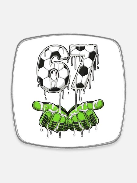Gants de gardien de football 67 Meme - Magnet carré - blanc