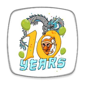 Ten Years of Dragon Ninja Anniversary - Square fridge magnet - white - Front