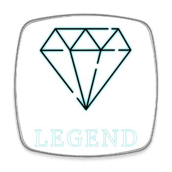 LEGEND – Diamond Design - Viereckiger Kühlschrankmagnet - Weiß - Vorne