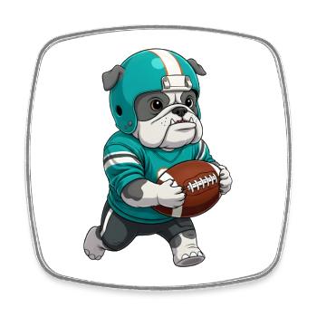 Niedliches Bulldog-Football-Spieltagsdesign - Viereckiger Kühlschrankmagnet - Weiß - Vorne