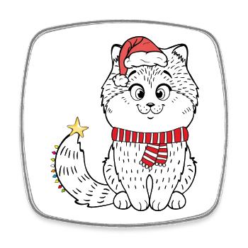 Christmas cat - Square fridge magnet - white - Front