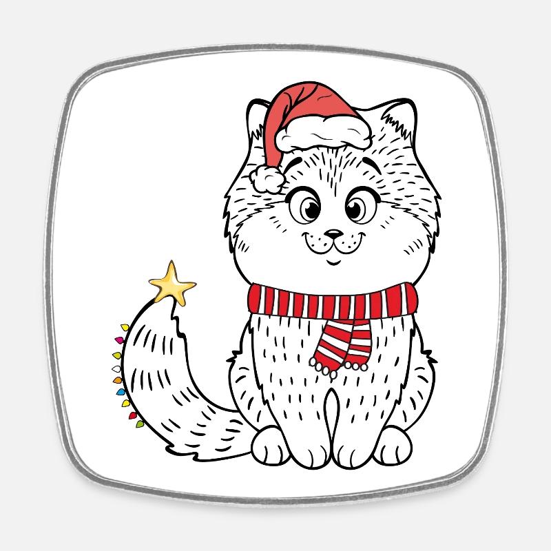 Weihnachten Katze - Viereckiger Kühlschrankmagnet - Weiß