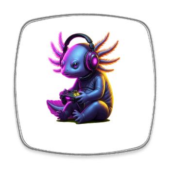 Axolotl Gaming Animal Video Games Funny Axolotl - Square fridge magnet - white - Front