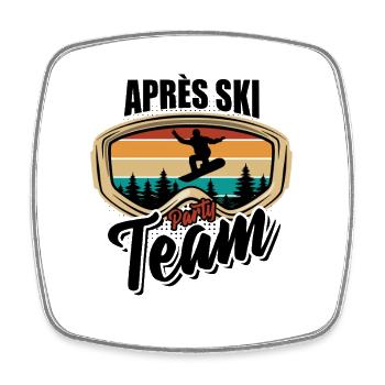 Snowboard | Après Ski Party Team, Sports d’hiver - Magnet carré - blanc - Devant