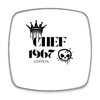 Chef Edition 1967 58 Birthday Saying - Square fridge magnet - white - Front
