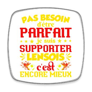 Supporter Lensois Lens Football Foot Sang et Or - Magnet carré - blanc - Devant