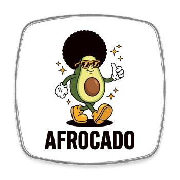 AFROCADO – Funky Avocado mit Afro & Style - Viereckiger Kühlschrankmagnet - Weiß - Vorne