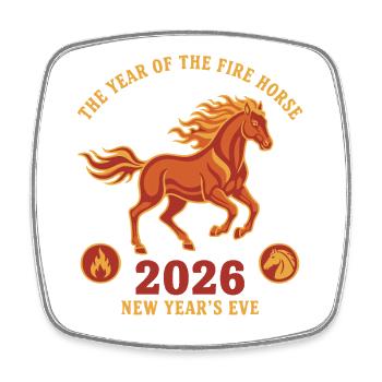 The Year Of The Fire Horse 2026 New Year's Eve - Square fridge magnet - white - Front