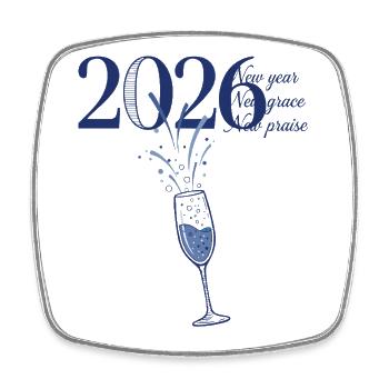 Neujahrsfeier 2026, Cheers, Toast, Toast - Viereckiger Kühlschrankmagnet - Weiß - Vorne