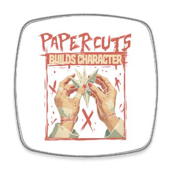 Origami Papercuts Builds Character - Viereckiger Kühlschrankmagnet - Weiß - Vorne