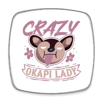 Crazy Okapi Lady - Viereckiger Kühlschrankmagnet - Weiß - Vorne
