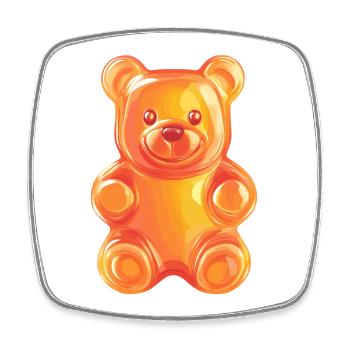 Gummibär Neonorange Illustration - Viereckiger Kühlschrankmagnet - Weiß - Vorne