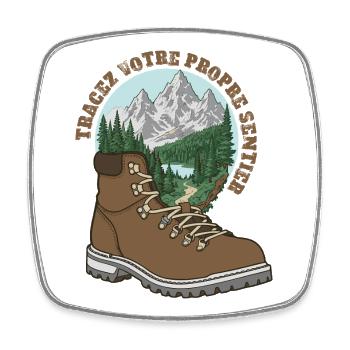 Trekkingboot Mountains T-Shirt Outdoor-Wandern - Viereckiger Kühlschrankmagnet - Weiß - Vorne