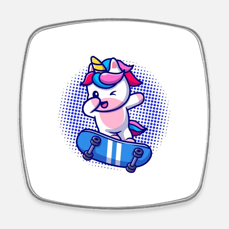 I've had enough, I'm going skating, unicorn - Square fridge magnet - white
