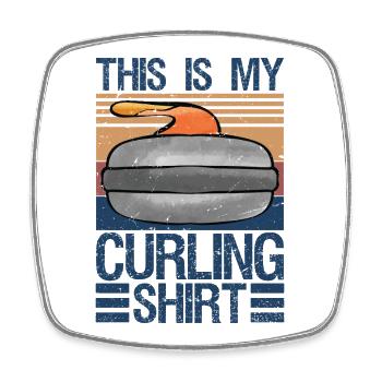 Funny Curling Art for Men Women Curler Curling - Square fridge magnet - white - Front