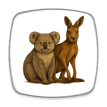 Koala und Känguru - Viereckiger Kühlschrankmagnet - Weiß - Vorne